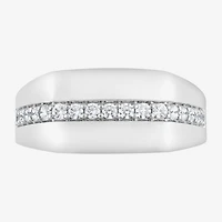 (F,Si2) Mens 1/2 CT. T.W. Lab Grown White Diamond Sterling Silver Fashion Ring