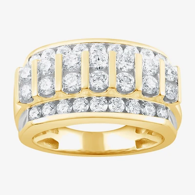 F / Vs2 Mens 4MM 2 1/2 CT. T.W. Lab Created White Diamond 10K Gold Band