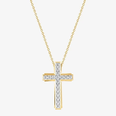 Cross (F, Si2) Mens 1 CT. T.W. Lab Grown White Diamond 14K Gold Over Silver Cross Pendant
