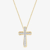 Cross (F, Si2) Mens 1 CT. T.W. Lab Grown White Diamond 14K Gold Over Silver Cross Pendant