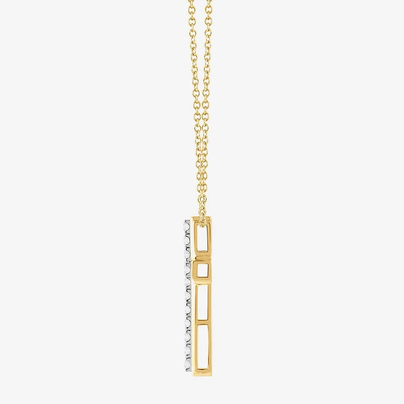 Cross (F, Si2) Mens 1 CT. T.W. Lab Grown White Diamond 14K Gold Over Silver Cross Pendant