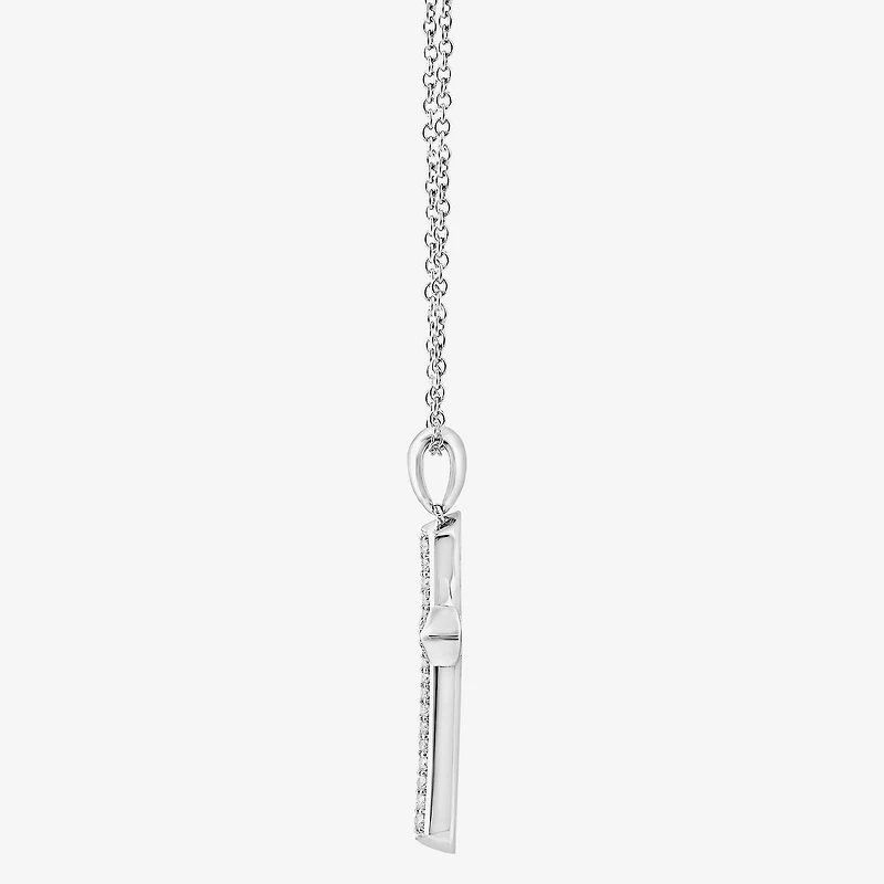 Cross (F, Si2) Mens 1 CT. T.W. Lab Grown White Diamond Sterling Silver Cross 18 Inch Pendant Necklace