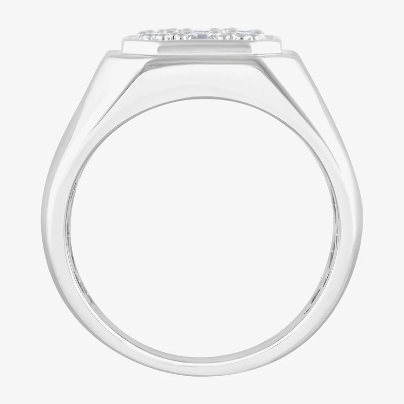 F, Si2 Mens 1 1/2 CT. T.W. Lab Grown White Diamond Sterling Silver Cluster Fashion Ring