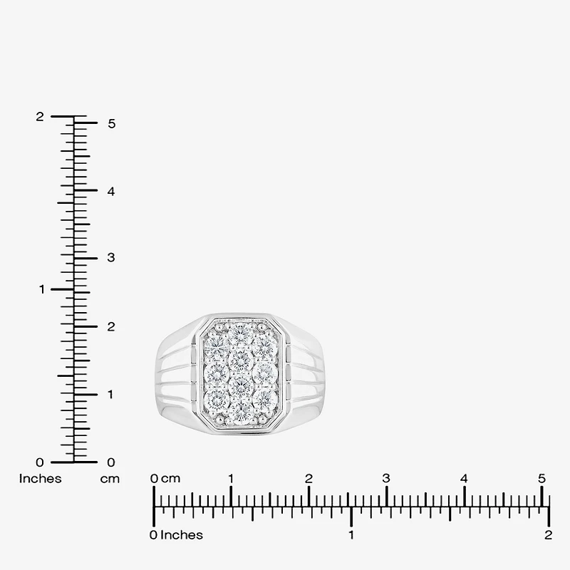 F, Si2 Mens 1 1/2 CT. T.W. Lab Grown White Diamond Sterling Silver Cluster Fashion Ring