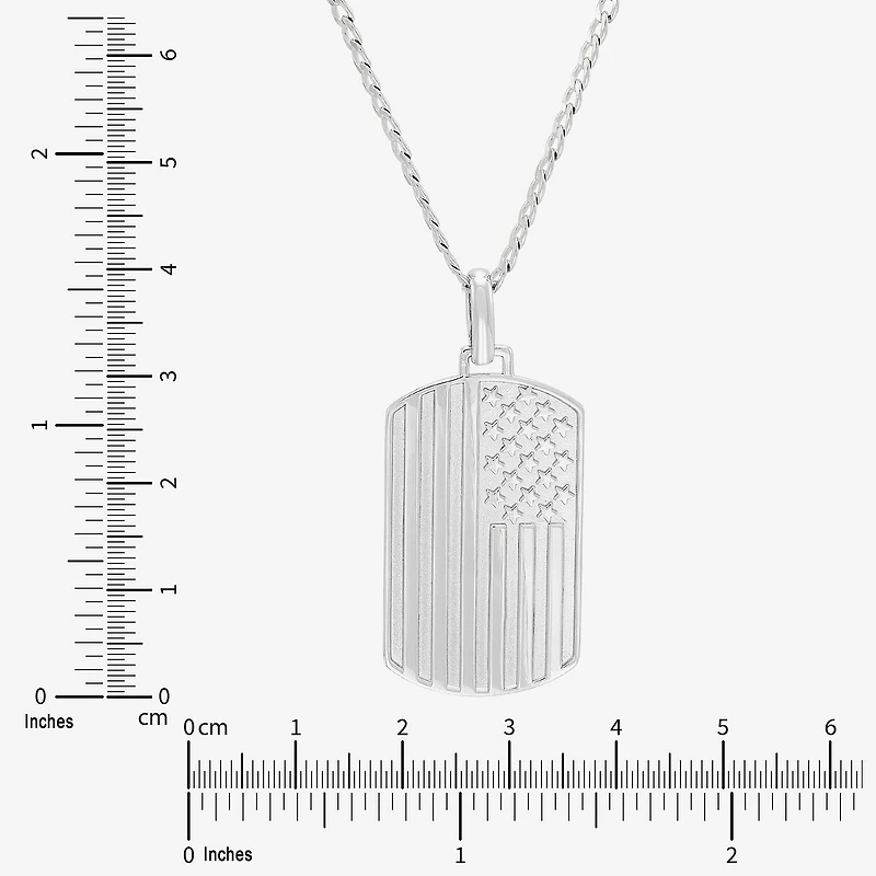 Mens Sterling Silver 22 Inch Pendant Necklace
