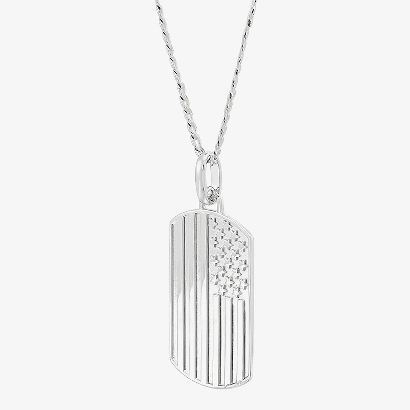 Mens Sterling Silver 22 Inch Pendant Necklace