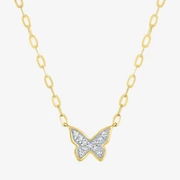 Butterfly (Gh / Si2 I1) Womens 1/10 CT. T.W. Lab Grown White Diamond 14K Gold Over Silver Butterfly 18 Inch Pendant Necklace