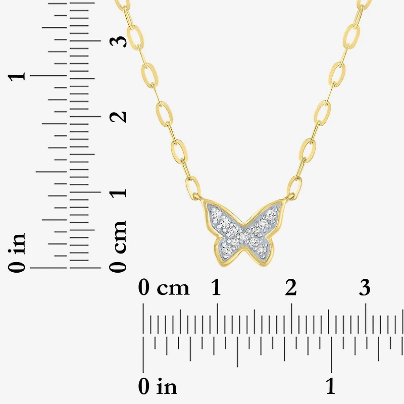 Butterfly (Gh / Si2 I1) Womens 1/10 CT. T.W. Lab Grown White Diamond 14K Gold Over Silver Butterfly 18 Inch Pendant Necklace