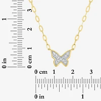 Butterfly (Gh / Si2 I1) Womens 1/10 CT. T.W. Lab Grown White Diamond 14K Gold Over Silver Butterfly 18 Inch Pendant Necklace