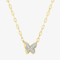 Butterfly (Gh / Si2 I1) Womens 1/10 CT. T.W. Lab Grown White Diamond 14K Gold Over Silver Butterfly 18 Inch Pendant Necklace