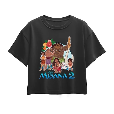 Disney Collection Little & Big Kid Girls Round Neck Short Sleeve Regular Fit Princess Moana Graphic T-Shirt