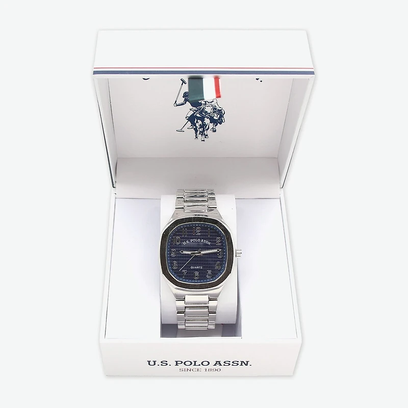 U.S. Polo Assn. Mens Silver Tone Strap Watch Usc80841jc