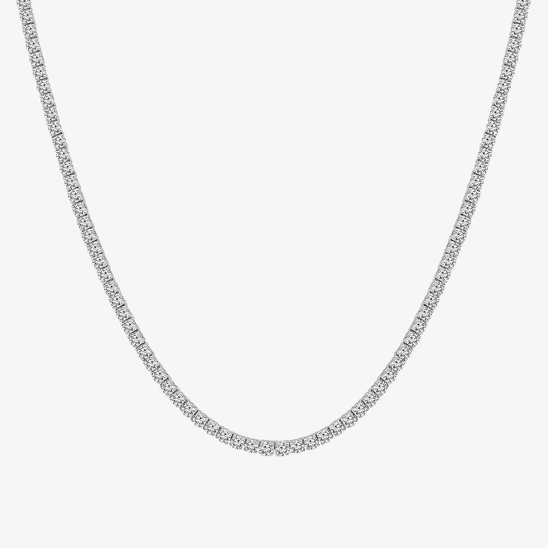 (F / Si2) Womens 10 CT. T.W. Lab-Grown White Diamond 10K Gold 18 Inch Tennis Necklace
