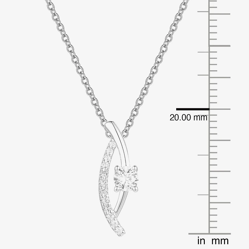 (G-H / Vs2-Si1) Womens 1/3 CT. T.W. Lab Grown White Diamond 10K Gold 18 Inch Pendant Necklace