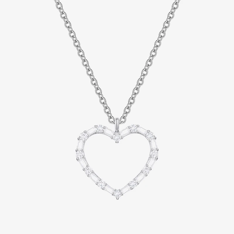 (G-H / Vs2-Si1) Womens 1/3 CT. T.W. Lab Grown White Diamond 10K Gold Heart 18 Inch Pendant Necklace