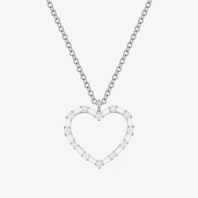 (G-H / Vs2-Si1) Womens 1/3 CT. T.W. Lab Grown White Diamond 10K Gold Heart 18 Inch Pendant Necklace