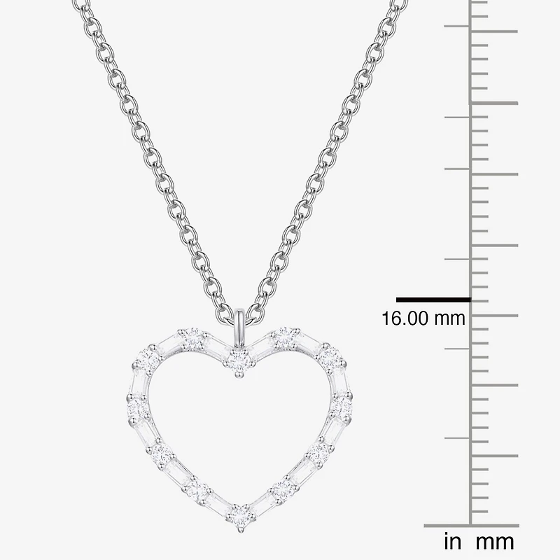 (G-H / Vs2-Si1) Womens 1/3 CT. T.W. Lab Grown White Diamond 10K Gold Heart 18 Inch Pendant Necklace
