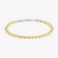 Made in Italy Mens 24K Gold Over Silver 7.5 Inch Solid Curb Chain Bracelet