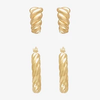 Silver Addiction Womens 14K Gold Over Silver 2 Pair Earring Set