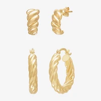 Silver Addiction Womens 14K Gold Over Silver 2 Pair Earring Set
