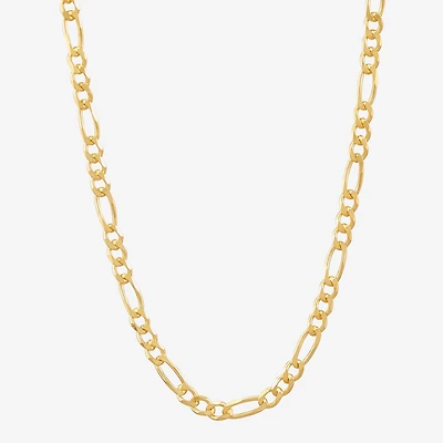 Made in Italy Womens 24K Gold Over Silver 18 Inch Figaro Chain Necklace