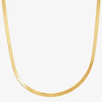 Made in Italy Womens 24K Gold Over Silver 20 Inch Herringbone Chain Necklace