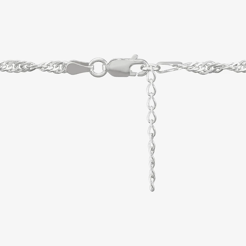 Made in Italy Womens Sterling Silver 10 Inch Solid Singapore Ankle Bracelet