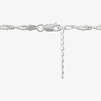 Made in Italy Womens Sterling Silver 10 Inch Solid Singapore Ankle Bracelet