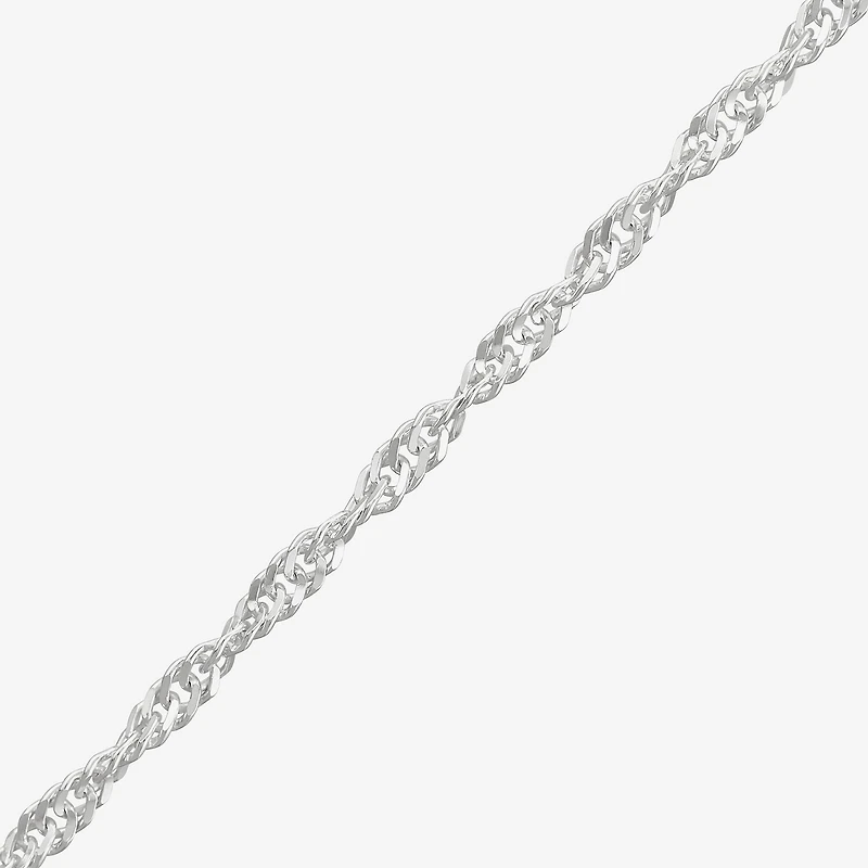 Made in Italy Womens Sterling Silver 10 Inch Solid Singapore Ankle Bracelet