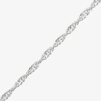 Made in Italy Womens Sterling Silver 10 Inch Solid Singapore Ankle Bracelet