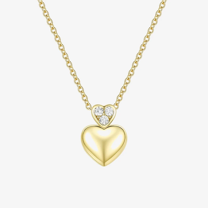 (G-H / Vs2-Si1) Womens 1/10 CT. T.W. Lab Grown White Diamond 14K Gold Over Silver Heart 18 Inch Pendant Necklace