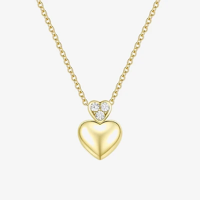 (G-H / Vs2-Si1) Womens 1/10 CT. T.W. Lab Grown White Diamond 14K Gold Over Silver Heart 18 Inch Pendant Necklace