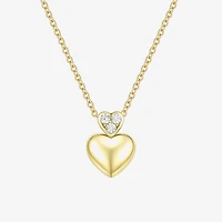 (G-H / Vs2-Si1) Womens 1/10 CT. T.W. Lab Grown White Diamond 14K Gold Over Silver Heart 18 Inch Pendant Necklace