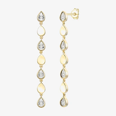 (J-K / I3) Womens Diamond Accent Genuine White Diamond Accent 14K Gold Over Silver Drop Earrings
