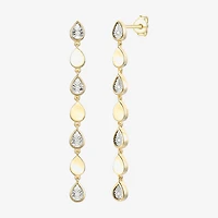 (J-K / I3) Womens Diamond Accent Genuine White Diamond Accent 14K Gold Over Silver Drop Earrings