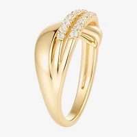 (G-H / Vs2-Si1) Womens 2MM 1/3 CT. T.W. Lab Grown White Diamond 14K Gold Over Silver Crossover Band