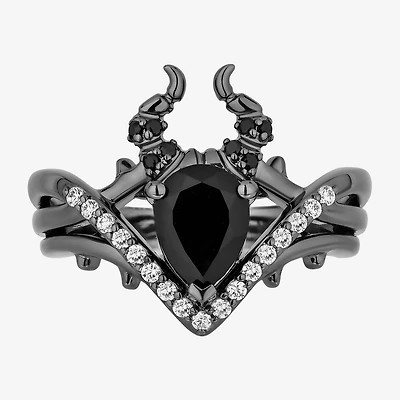 Enchanted Disney Fine Jewelry Maleficent(I, I2) Womens 1/6 CT. T.W. Genuine Black Onyx Sterling Silver Maleficent Cocktail Ring