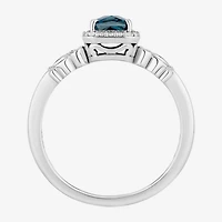 Enchanted Disney Fine Jewelry Cinderella (I, I2) Womens 1/8 CT. T.W. Genuine Blue Topaz Sterling Silver Cocktail Ring