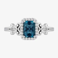 Enchanted Disney Fine Jewelry Cinderella (I, I2) Womens 1/8 CT. T.W. Genuine Blue Topaz Sterling Silver Cocktail Ring