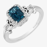 Enchanted Disney Fine Jewelry Cinderella (I, I2) Womens 1/8 CT. T.W. Genuine Blue Topaz Sterling Silver Cocktail Ring