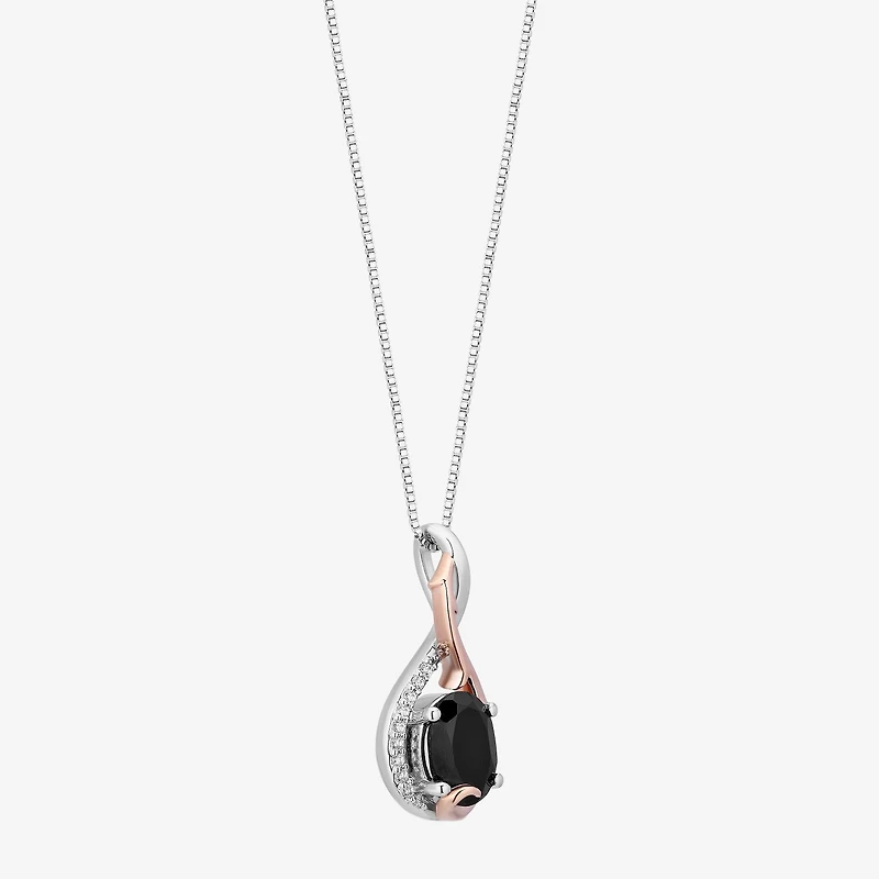 Enchanted Disney Fine Jewelry Maleficent (I, I2) Womens Genuine Black Spinel 14K Rose Gold Over Silver Sterling Silver Oval 18 Inch Pendant Necklace