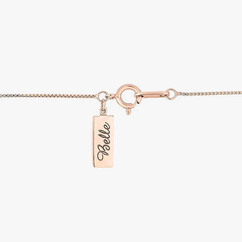 Enchanted Disney Fine Jewelry Belle (I, I2) Womens 1/10 CT. T.W. Lab Grown White Diamond 14K Rose Gold Over Silver Flower 18 Inch Pendant Necklace