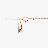 Enchanted Disney Fine Jewelry Belle (I, I2) Womens 1/10 CT. T.W. Lab Grown White Diamond 14K Rose Gold Over Silver Flower 18 Inch Pendant Necklace
