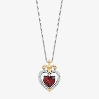 Enchanted Disney Fine Jewelry Evil Queen (I, I2) Womens Genuine Red Garnet 14K Gold Over Silver Sterling Silver Heart 18 Inch Pendant Necklace