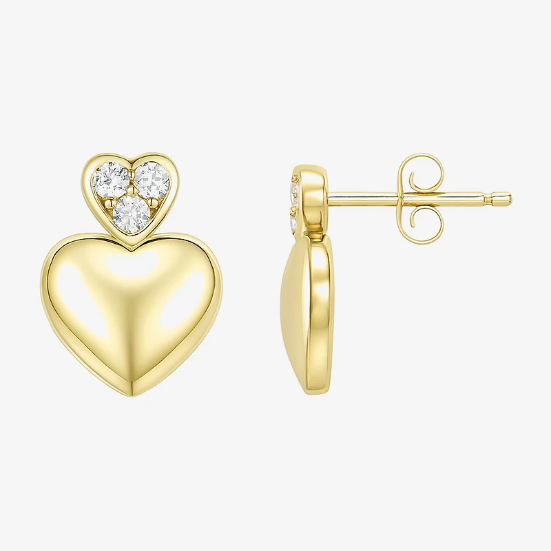 (G-H / Vs2-Si1) Womens 1/10 CT. T.W. Lab Grown White Diamond 14K Gold Over Silver Heart Drop Earrings
