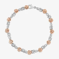 Enchanted Disney Fine Jewelry Belle (I,I2) Womens 14K Rose Gold Over Silver Sterling Silver Solid Beauty and the Beast Belle Link Bracelet