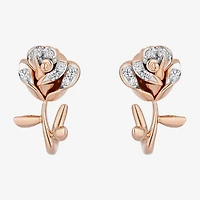 Enchanted Disney Fine Jewelry Belle (I,I2) 1/8 CT. T.W. Lab Grown White Diamond 14K Rose Gold Over Silver 12.8mm Flower Beauty and the Beast Belle Stud Earrings