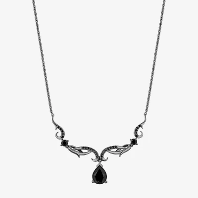 Enchanted Disney Fine Jewelry Maleficent Womens Genuine Black Onyx Sterling Silver Pear 18 Inch Pendant Necklace