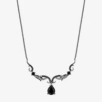 Enchanted Disney Fine Jewelry Maleficent Womens Genuine Black Onyx Sterling Silver Pear 18 Inch Pendant Necklace