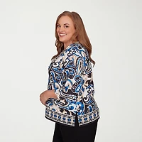 Alfred Dunner Barcelona Womens Plus Crew Neck 3/4 Sleeve T-Shirt